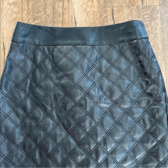 Banana Republic Faux Leather Quilted Black Leather Pencil Skirt - Picture 3 of 12